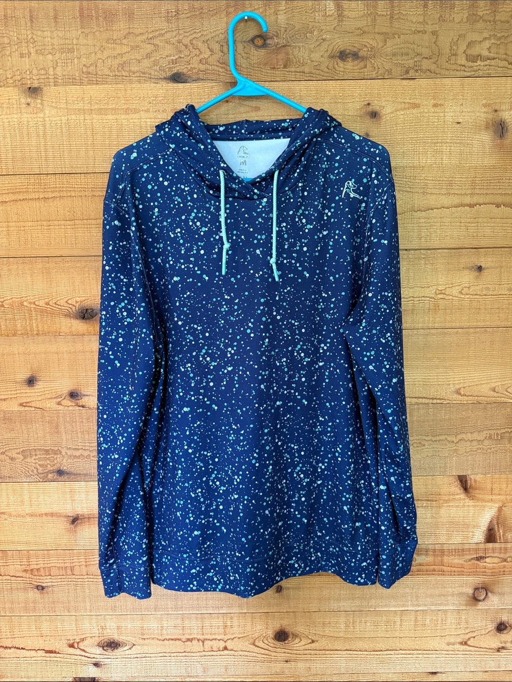 Rhoback Navy Hoodie with Mint Speckle Print